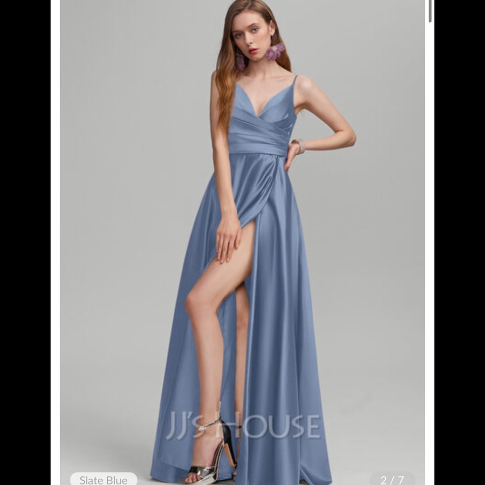Slate Blue Prom Wedding Dress